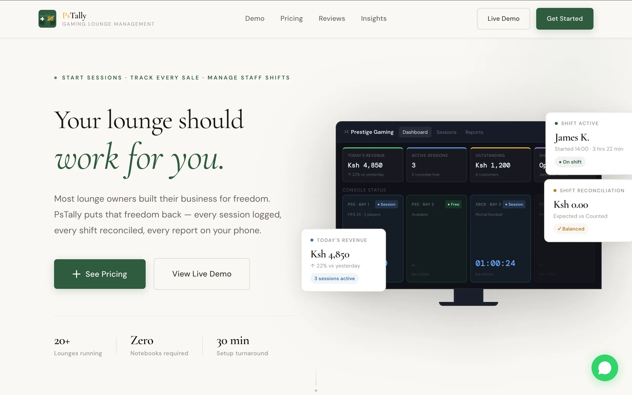 PsTally — Gaming Lounge Management