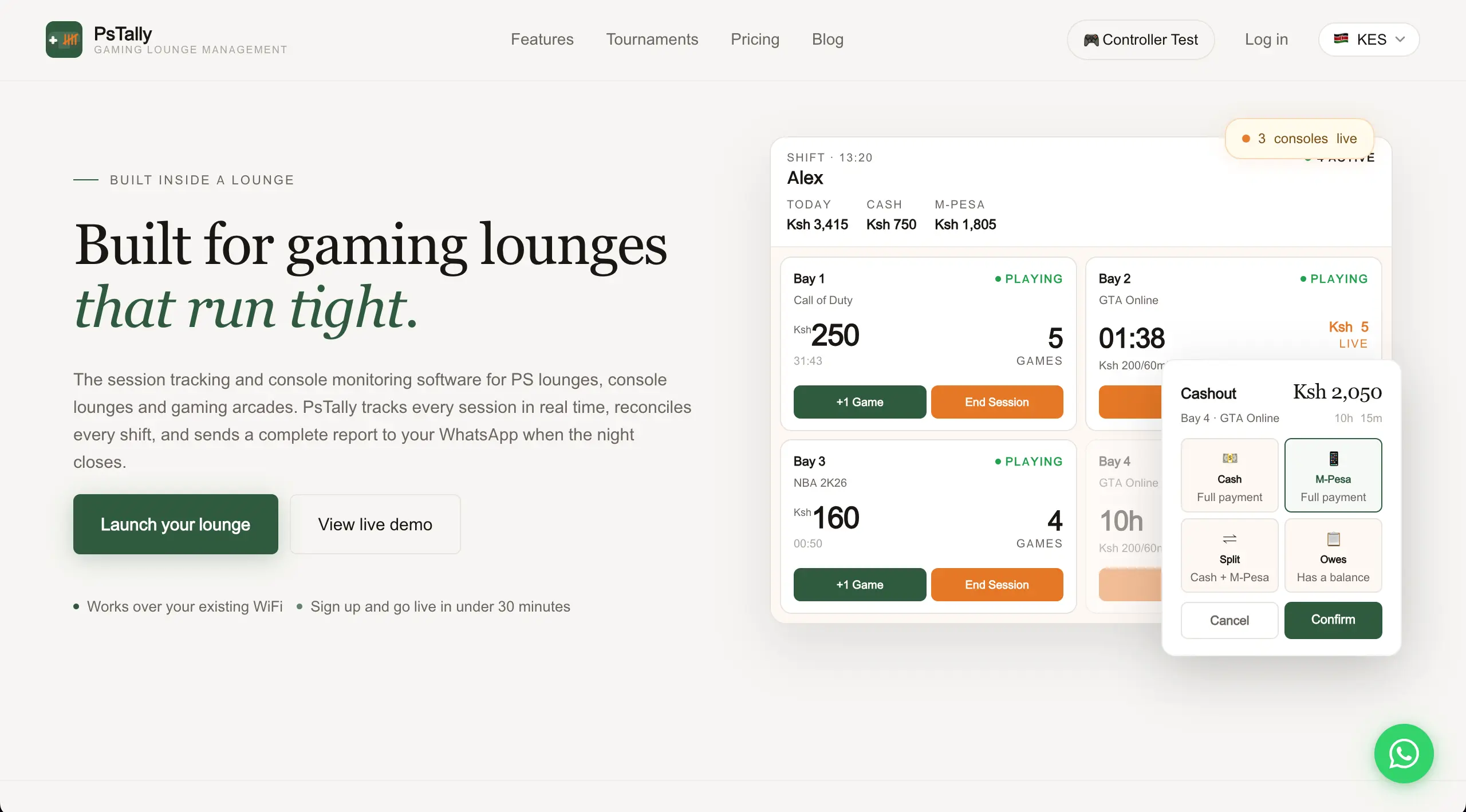 PsTally — built for gaming lounges that run tight